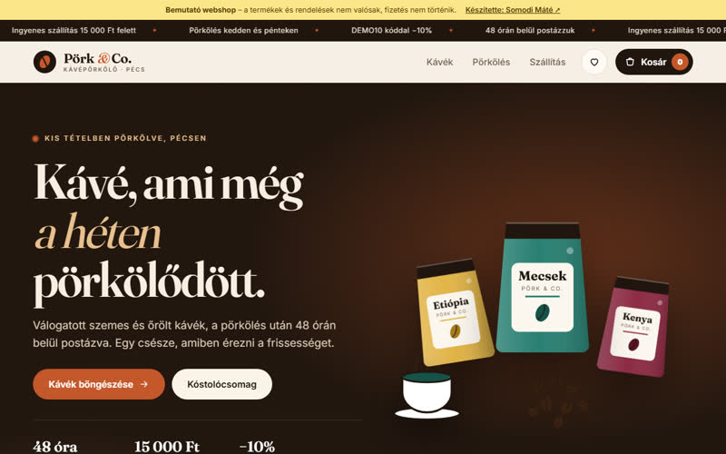 A Pörk és Co. bemutató webshop nyitóképe